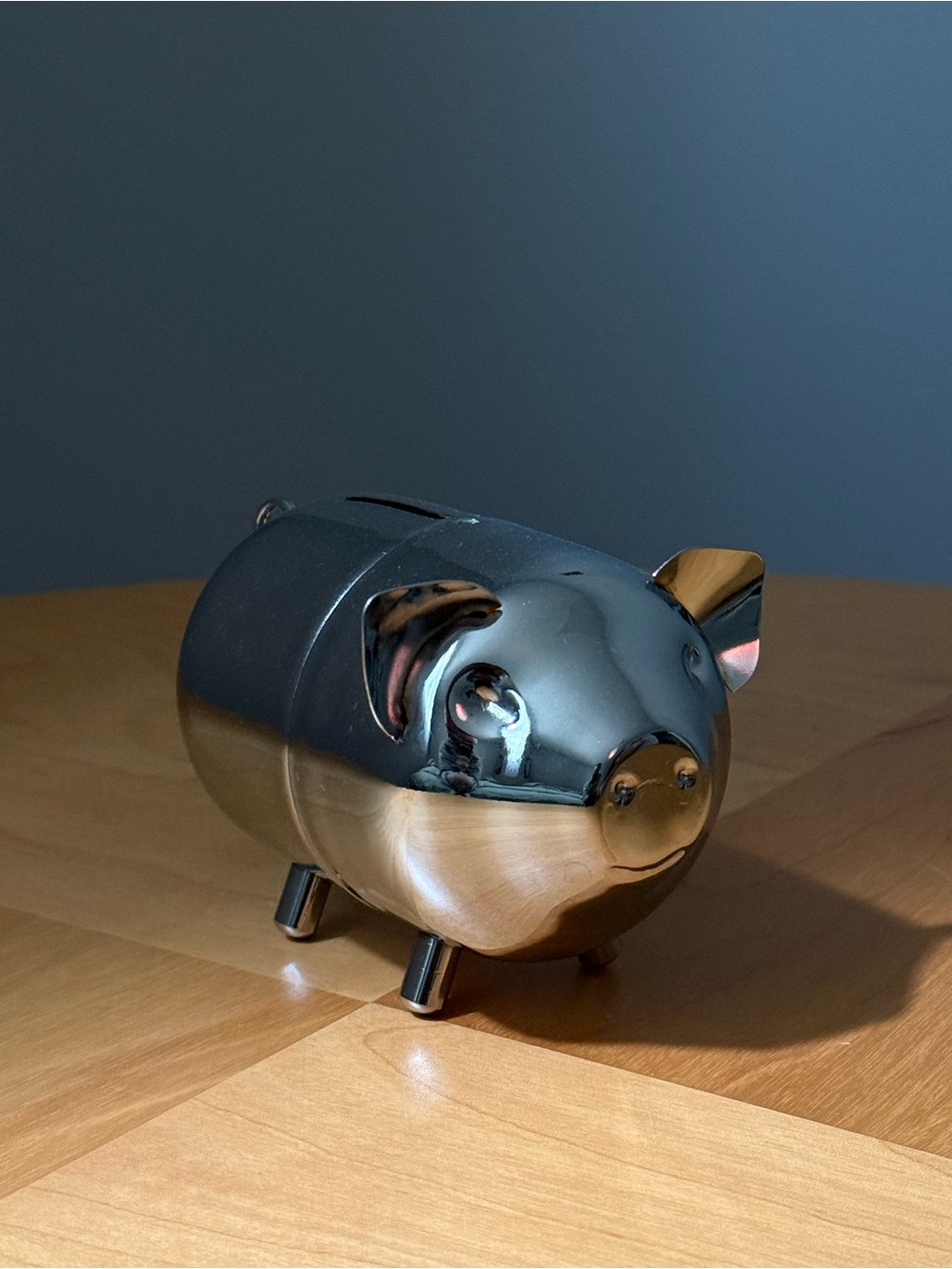 Chrome Pig Piggy Coin Collecting Bank Post Modern Minimalist Decor